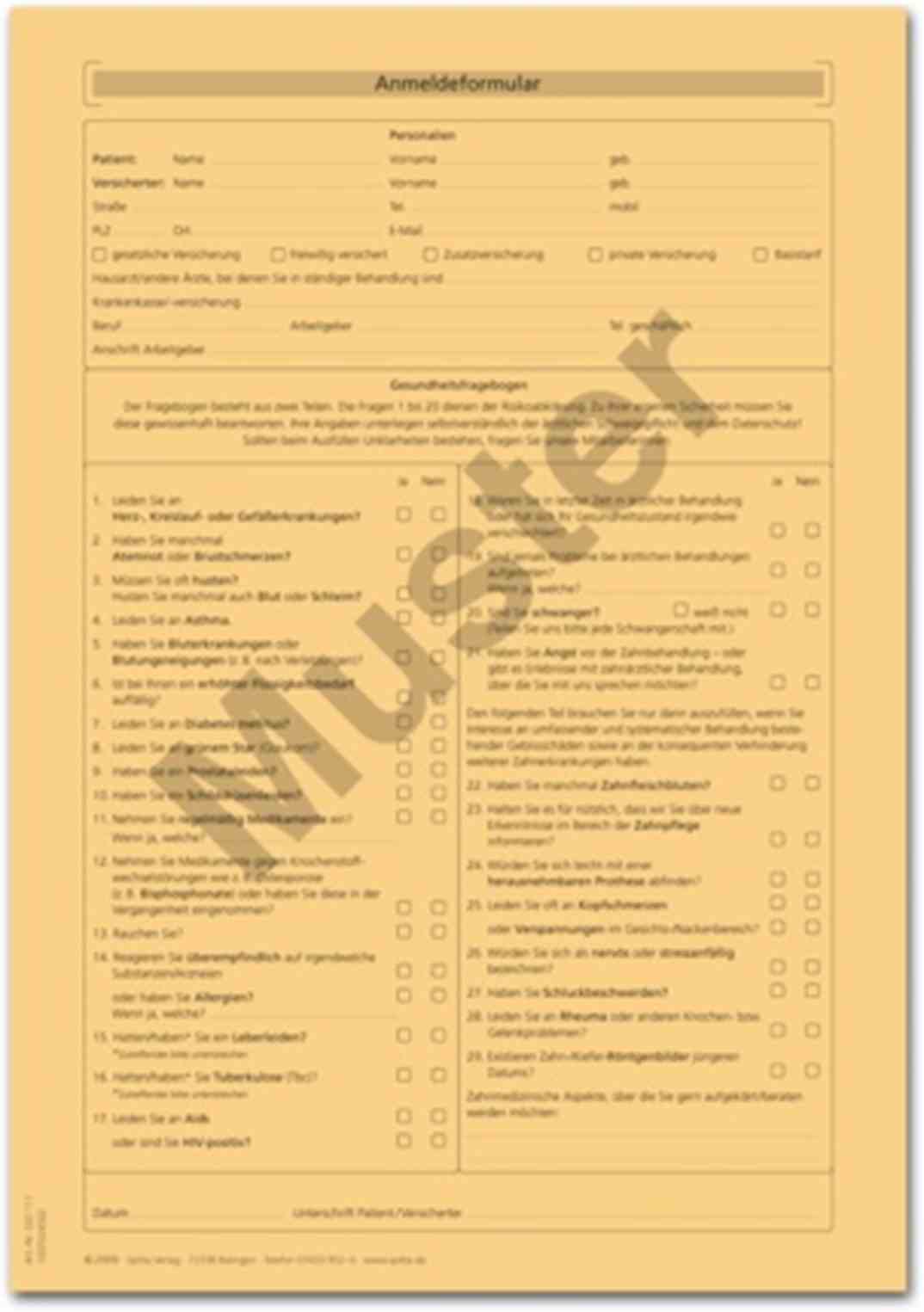 Anmeldung + Anamnese A4-111 100St