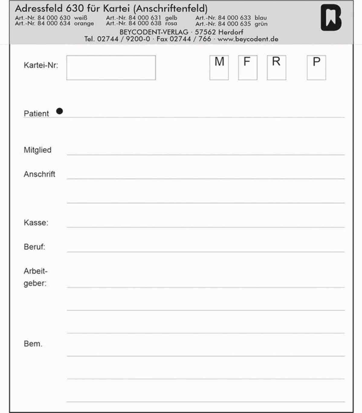 Adressfelder weiß 84000630 Pa Adressfelder weiß 84000630 Pa
